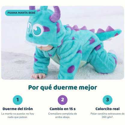 Pijama Manta Bebé Monstruo Azul